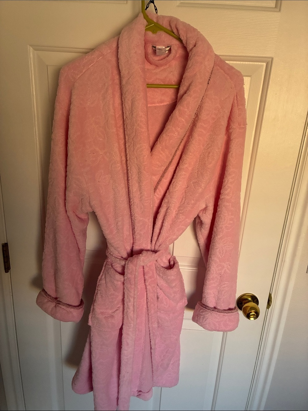 Plush Pink Women's Robe with Shawl Collar